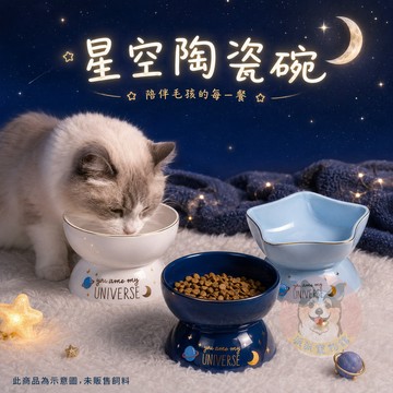 🌟星空陶瓷碗🌛 貓碗 寵物碗 貓咪碗 寵物碗架 寵物陶瓷碗 貓碗架 貓咪飼料碗 貓咪碗架 貓用品 護頸碗 寵物碗架貓