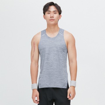 開叉長版吸排背心(男)-濛雨灰