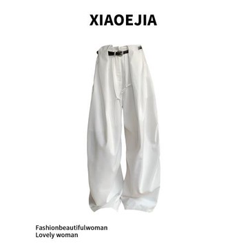 XIAOEJIA慵懶高腰闊腿休閑褲女夏季韓系寬松顯瘦垂感百搭長款褲子