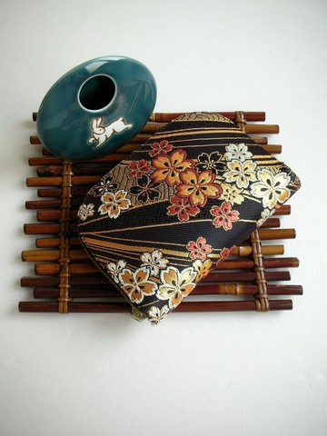 京西陣金襴錦織【青海波小櫻】-短夾/皮夾/零錢包/