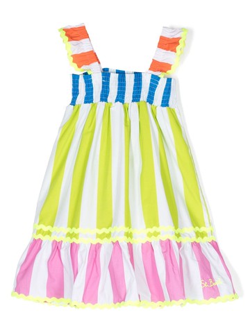 MC2 Saint Barth Kids - logo-embroidered striped cotton dress - kids - Cotton - 12 yrs - Green