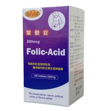 葉酸 【美天健】葉酸錠 100錠/瓶