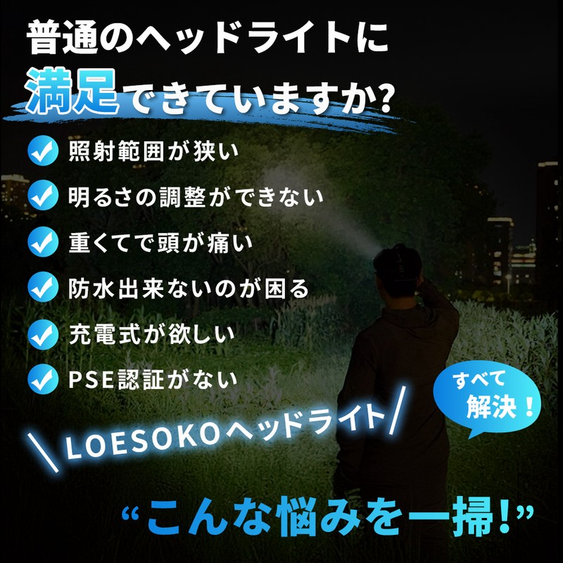 ヘッドライト 防災 停電対策 6200ルーメン 高輝度 充電式 LED