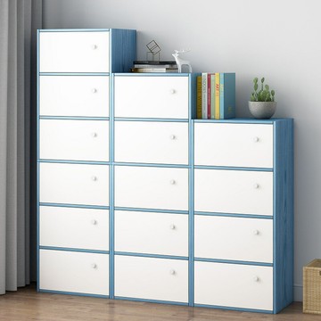 APP下單享點數9% 書柜簡約現代自由組合格子柜儲物收納柜大容量簡易落地帶門小書架