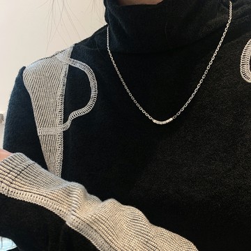 小寶s925純銀獨特立體方塊鏈條毛衣項鏈女小眾設計感輕奢高級氣質