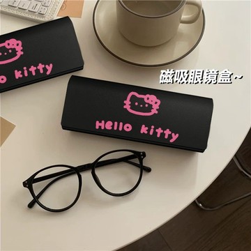 Kitty眼鏡盒🎀 高顏值學生便攜式近視墨鏡眼鏡盒抗壓磁吸眼睛盒pu皮女HelloKitty
