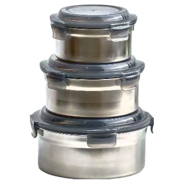 Tan Lay 愛佳寶 304不銹鋼圓形保鮮盒三入組，適用於電鍋/烤箱/電磁爐/洗碗機  1500ml + 1000ml + 600ml  1組