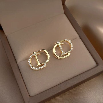 ⚡高品質⚡925個性字母耳環女小眾設計個性簡約耳環網紅氣質鑲鑽耳飾
