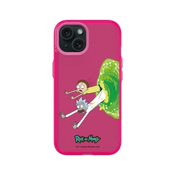 iPhone 15 Clear 粉漾桃 - 瑞克和莫蒂 Rick and Morty - 時空傳送門OUT