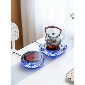 煮茶器水晶電陶爐圍爐煮茶家用高檔玻璃燒水泡茶壺白茶黑茶煮茶爐