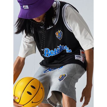 Battles刺繡基礎運動籃球服球衣網眼背心圓領透氣