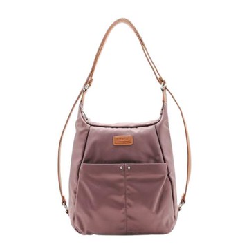 FIRANO-皮標LOGO尼龍可肩背/後背兩用包(粉紫色)