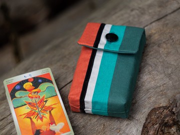 綠橘色棉質塔羅牌套 奧術牌組袋 塔羅牌收納夾