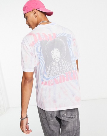 ASOS DESIGN t-shirt with Jimi Hendrix print and tie dye-Multi