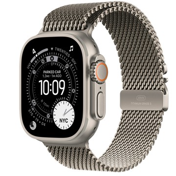 Apple Watch Ultra 3 (GPS + 行動網路)；49 公釐原色鈦金屬錶殼；原色鈦金屬米蘭式錶環 - L