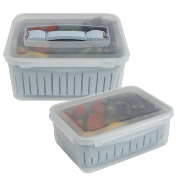 Nanudam 瀝水保鮮盒組 PP塑膠材質  2.7L + 6.5L  1組