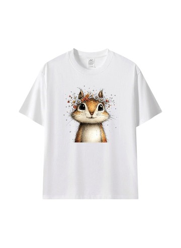 森林小夥伴手繪動物棉T★療癒插畫短袖上衣・純棉舒適百搭・文青系穿搭