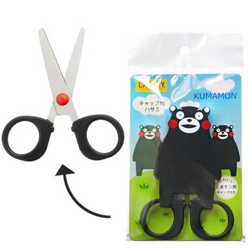 日本長谷川刃物CANARY熊本熊KUMAMON特別款不銹鋼剪刀K-115(附收納套;短刃長46mm)小朋友兒童剪刀辦公室剪刀
