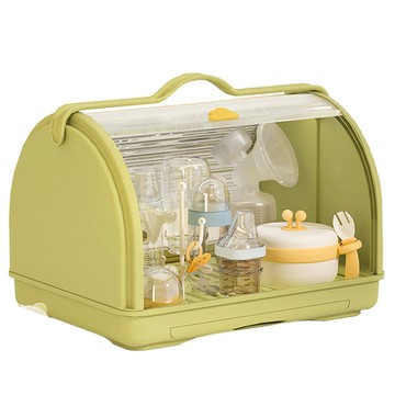Yeya 也雅 雲朵小屋手提式奶瓶收納瀝水箱  奶瓶收納箱 + 可拆卸支架 + 集水盤  茉綠色