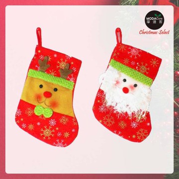 摩達客 11吋雪花造型聖誕襪兩入組(聖誕老公 + 麋鹿)