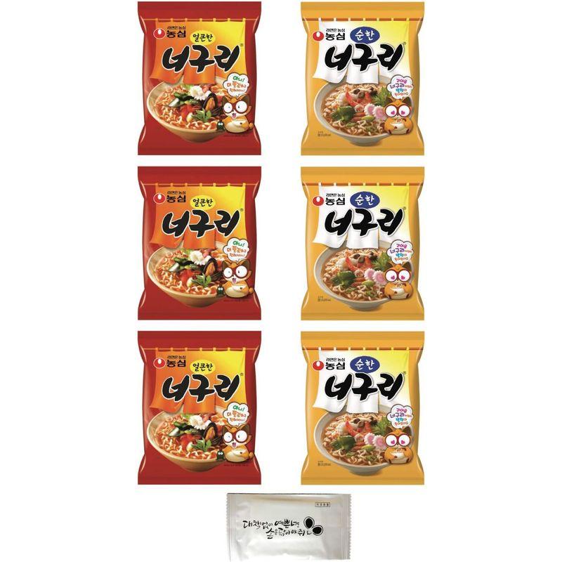 農心 ノグリラーメン 人気６食セット お手拭き付 ノグリ スパイシー 辛口 120g 3食 ノグリ マイルド 小辛（甘口） 120g