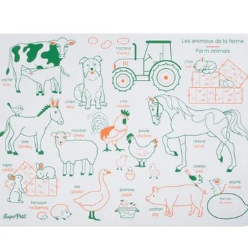 Super Petit 玩中學矽膠餐墊  農場動物 Set  1個