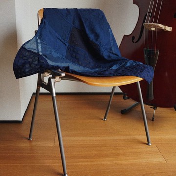 藏青色 植物藍染 蓋布披肩圍巾 棉麻真絲拼布製作 成品環保indigo