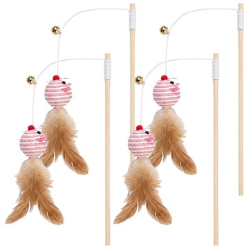 原木逗貓棒 F款 45cm 4個  顏色隨機  1組