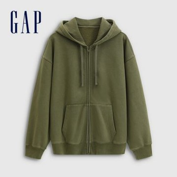 【GAP】男裝|Logo印花連帽外套-軍綠色(788175)