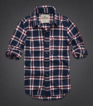 美國百分百【全新真品】Hollister Co HCO海鷗 男 紅線格紋 長袖襯衫 外搭上衣 厚綿 免運 S M XL號