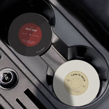 韓國進口💥 復古唱片車載杯墊汽車內飾創意車內裝飾防滑墊高級感儲物槽置物墊 置物墊