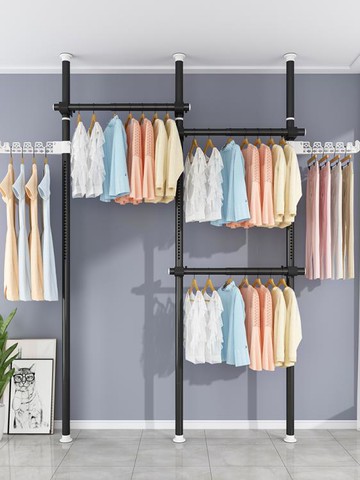 頂天立地晾衣架家用落地折疊室內掛衣架陽臺涼衣服簡易伸縮晾衣桿 全館8折~~