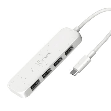 j5create 凱捷國際 USB-C Gen2 轉四埠Type-A 高速環保材質集線器 JCH341EW  自然白  1個