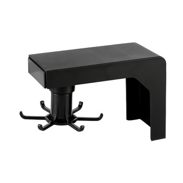 壁掛式可伸縮廚具掛鉤收納架 免打孔安裝 360度旋轉 簡約不佔空間  1入  黑色