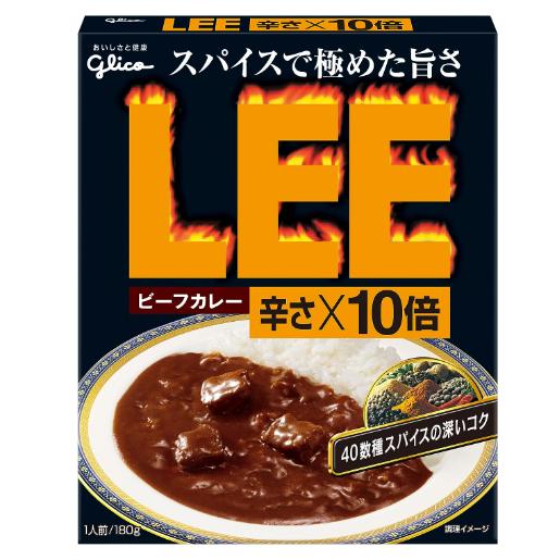 グリコ ビーフカレーLEE 辛さ×10倍 180g×10個(レンジ対応 レンジで温め簡単 常温保存)