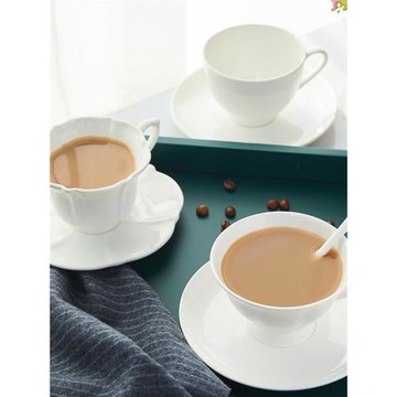 純白骨瓷咖啡杯家用陶瓷簡約歐式小奢華下午茶咖啡杯碟定印制logo