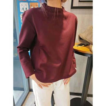 安可拉紅寬松內搭休閑酒色打底衫