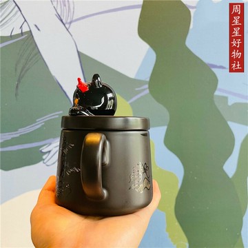 星巴克水杯子萬圣節系列貓咪賞咖陶瓷馬克杯帶黑貓杯蓋可愛咖啡杯