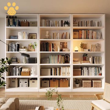 實木圖書館書架落地置物架靠墻兒童繪本客廳學生儲物書柜一體整墻ws7231