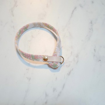 貓 項圈 輕柔復古花 歐洲棉麻布料 附鈴鐺 可加購吊牌