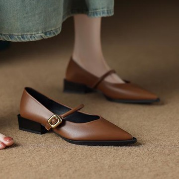 73598-3法式3公分低跟尖頭單鞋2025春秋久站不累軟底鞋女