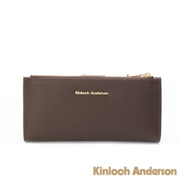 【金安德森】Velin 撞色單面扣長夾-煙咖棕