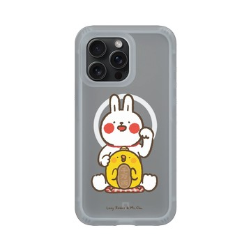 iPhone 15 Pro Max AirX 流變灰 - 懶散兔與啾先生 Lazy Rabbit and Mr.Chu - 招財