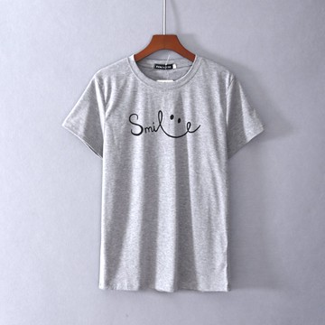 女裝短袖修身圓領字母印花文藝T恤衫上衣服潮