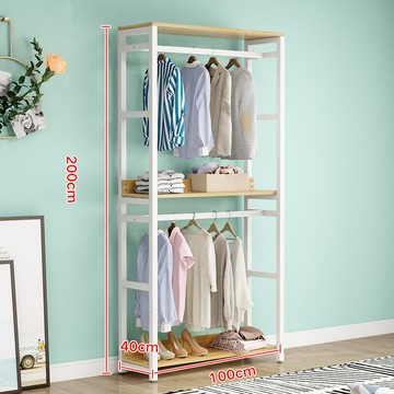 免運 開立發票  簡易衣柜家用臥室鋼木組合現代簡約布衣柜出租屋加固多掛收納衣架
