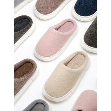 含羊毛保暖棉拖鞋女冬季厚底家居室內防滑靜音地板防臭情侶家用男