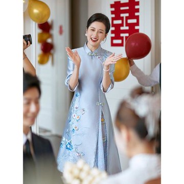 |蒹葭|媽媽裝禮服婚宴日常可穿結婚喜婆婆高貴改良旗袍新款連衣裙