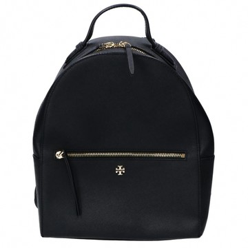 TORY BURCH - 前拉鍊皮革後背包 (黑色)