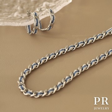 現貨 牛仔個性鈦鋼項鍊 牛仔穿繩鈦鋼耳環 PR飾品