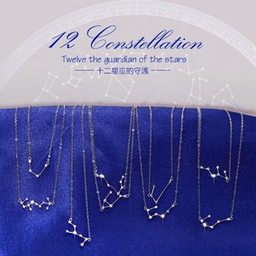 925純銀項鍊 鑲鑽吊墜-時尚精美十二星座專屬情人節生日禮物女飾品12款73gy2【獨家進口】【米蘭精品】